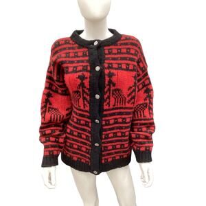 VTG Passport Of Pier 1 Imports Women’s Sweater Size S Wool Red And Black Buttons
